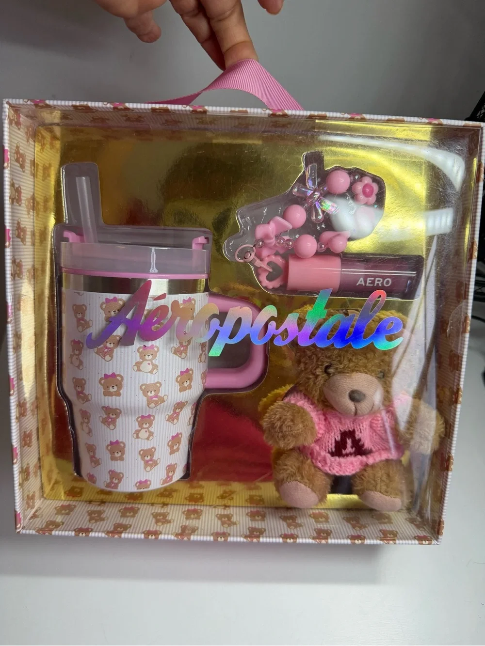 Aeropostale Pink Teddy Mug & Plush Gift Set